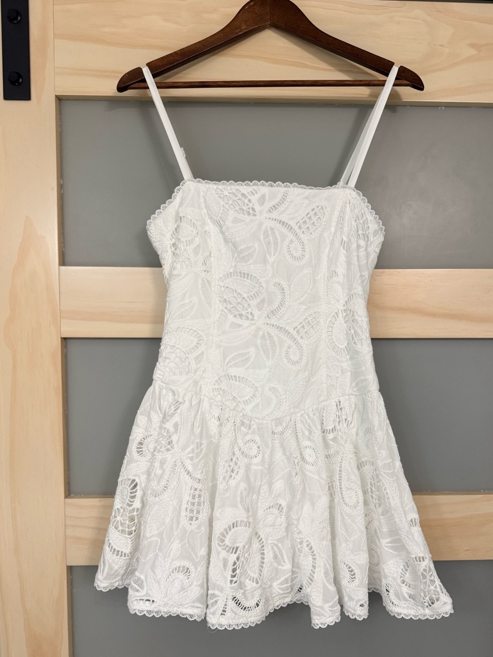 Steve Madden White Cotton Lace Mini Dress Size 8 Bridal Smocked NWT